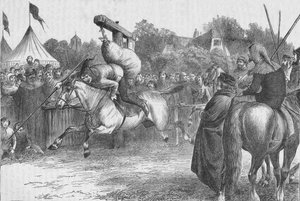 Englantilainen ilonpito 1300-luvulla: kallistus quintainissa, 1905. tekijältä Unbekannt