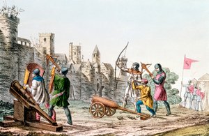 Englantilaiset joukot hyökkäämässä ranskalaiseen kaupunkiin, satavuotinen sota, 1337-1453 c1830 tekijältä Unbekannt