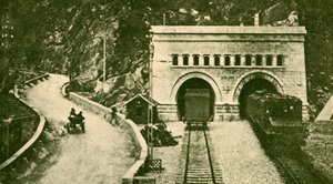 Simplon-tunnelin sisäänkäynti 12 12 mailia pitkä, joka yhdistää Sveitsin ja Italian, vuodelta 1930. tekijältä Unbekannt