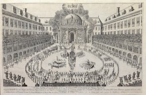 Ratsastusbaletti Wienin Hofburgin pihalla, 1667. tekijältä Unbekannt