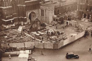 Lisärakennuksen pystyttäminen Westminster Abbeylle ennen kuningas Yrjö VI:n kruunausta, 1937 tekijältä Unbekannt