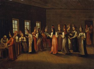 Hääjuhlat kauppiaiden talossa, 1800-luvun ensimmäinen neljännes tekijältä Unbekannt