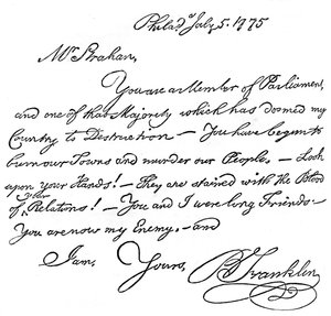 Faksimile Benjamin Franklinin kirjeestä herra Strahanille, 1775 c1880 tekijältä Unbekannt