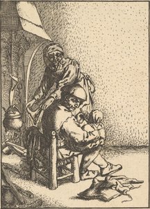 Isä ruokkimassa lastaan, 1610-85. tekijältä Unbekannt