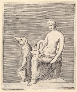 Figuuri, jossa on sika ja käärme, julkaistu n. 1599-1622. tekijältä Unbekannt