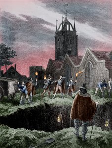 Joukkohaudan täyttäminen yöllä Lontoon ruton aikana, c1665 tekijältä Unbekannt