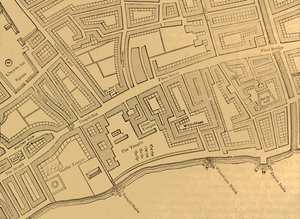 Fleet Street, Temple jne. Lontoon kartalta, julkaistu 1720, 1897. tekijältä Unbekannt