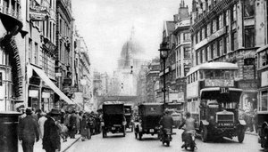 Fleet Street nähtynä vastapäätä Salisbury Courtia, Lontoo, 1926-1927 tekijältä Unbekannt