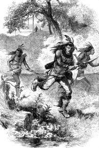 Amerikan alkuperäiskansojen lento uudisasukkaiden joukkomurhan jälkeen, 1600-luku c1880 tekijältä Unbekannt
