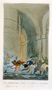 Tulva Thames-tunnelin kaivauksissa Lontoossa, 1828 tekijältä Unbekannt