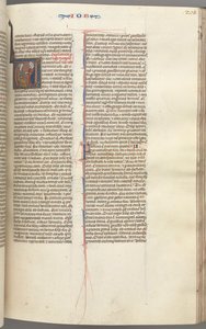Fol. 205r, Job, historiallinen alkukirjain V, Job lantakasalla kultakorvakoru, n. 1275-1300. tekijältä Unbekannt