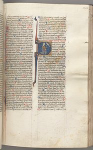 Fol. 218r, Psalmi 26, historiallinen alku D, Daavid polvistui osoittaen silmiinsä, Jumalan rintakuvaa..., tekijältä Unbekannt