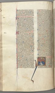 Fol. 224v, Psalmi 68, historiallinen alkukirjain S, Daavid vedessä vetoamassa Jumalaan ylhäällä, n. 1275-1300. tekijältä Unbekannt