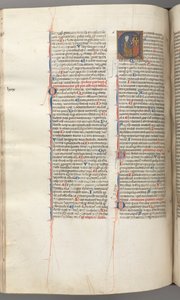 Fol. 227v, Psalmi 80, historiallinen alkukirjain E, Daavid lyömässä helvetin soittokelloa, n. 1275-1300. tekijältä Unbekannt