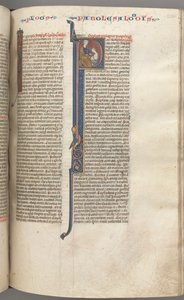 Fol. 238r, Sananlaskut, historiallinen alkukirjain P, Salomo neuvoo Rehabeamia, n. 1275-1300. tekijältä Unbekannt