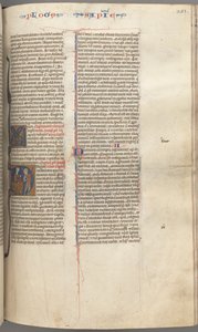 Fol. 251 r, Wisdom, historiallinen alkukirjain D, Salomon neuvomassa sotilasta, n. 1275-1300. tekijältä Unbekannt