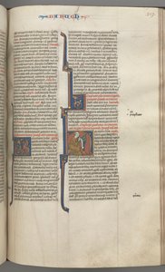 Fol. 317r, Baruch, historiallinen alkukirjain H, Baruch istuu pöydän ääressä kirjoittaen kirjakäärölle, n. 1275-1300. tekijältä Unbekannt
