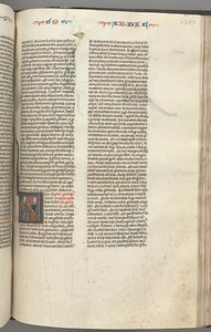 Fol. 357r, Obadja, historiallinen alkukirjain V, Obadja ja juutalainen keskustelussa, n. 1275-1300. tekijältä Unbekannt