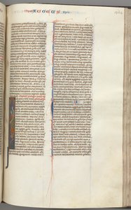 Fol. 364r, Haggai, historiallinen alkukirjain I, Haggai kääröllä seisomassa hybridin päällä, n. 1275-1300. tekijältä Unbekannt