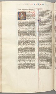 Fol. 368v, Malakia, historiallinen alkukirjain O, Malakia istuu kirjakääröllä, n. 1275-1300. tekijältä Unbekannt