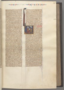 Fol. 36r, Leviticus, historiallinen alkukirjain V, Mooses uhraamassa uhrilammasta alttarilla, n. 1275-1 tekijältä Unbekannt