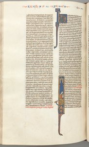 Fol. 425v, John, historiallinen alkukirjain I, John istuva kirjoittaminen, n. 1275-1300. tekijältä Unbekannt