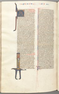 Fol. 476v, James, historiallinen alkukirjain I, James seisomassa kirjakäärön kanssa, n. 1275-1300. tekijältä Unbekannt