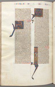 Fol. 481v, Jude, historiallinen alkukirjain I, Juuda seisoo kirjakäärön kanssa, n. 1275-1300. tekijältä Unbekannt