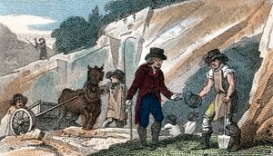 Fossiilien metsästys Cherry Hintonin liitukuopasta, Cambridgeshiressä, 1822 tekijältä Unbekannt