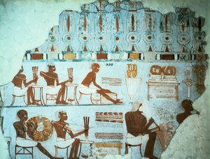 Fragmentti maalattua kipsiä Sebekhotepin haudasta, Thebes, Egypti, 18. dynastia, n. 1400 eaa. tekijältä Unbekannt