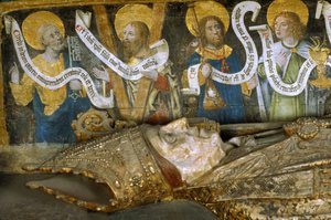 Ranska - Somme - Osasto 80 - Amiens - Katedraalin sisätilat - Pieni neliso vanhassa ranskalaisessa tekstityksessä - "" Saint Firminin marttyyrikuolema"" (Firmin d