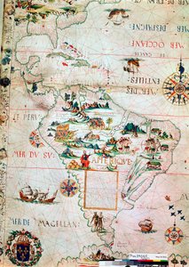 Ranskalainen Keski- ja Etelä-Amerikan kartta, ranska, 1550 tekijältä Unbekannt