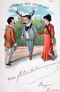 Ranskalainen aviorikoksen karikatyyripostikortti, c1900 tekijältä Unbekannt
