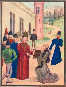 Froissart esittelee rakkausrunokirjansa Richard II:lle vuonna 1395, 1905 tekijältä Unbekannt