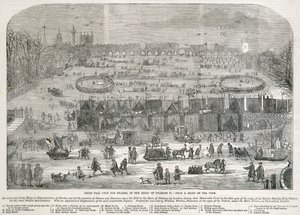 "Frost Fair on the Thames in the Reign of Charles II", Lontoo, 1683 tekijältä Unbekannt