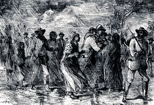 Karenneet orjat pakenivat Marylandista Delawareen maanalaista rautatietä pitkin, 1850-1851 tekijältä Unbekannt