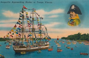 Gasparilla Apporoaching Harbor Tampassa, Floridassa, 1940-luku tekijältä Unbekannt