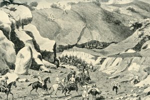 Kenraali Roberts... Ghilzait hyökkäsivät Shutargardanin solaan, 27. syyskuuta 1879, 1901. tekijältä Unbekannt