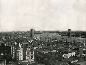 Yleiskuva Brooklyn Bridgestä, New Yorkista, USA:sta, 1895. tekijältä Unbekannt