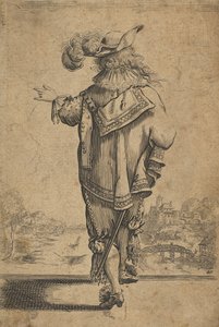 Herrasmies takaa nähtynä osoittamassa maisemaa, vuoden 1629 jälkeen. tekijältä Unbekannt
