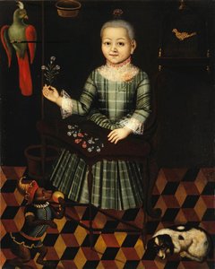 Tyttö papukaijan kanssa, 1700-luvun puoliväli tekijältä Unbekannt