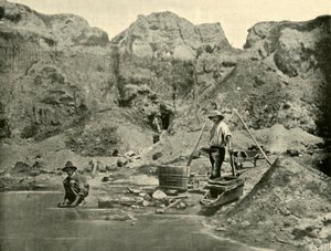 Kullankaivajat töissä lähellä Beechworthia Victoriassa, 1901. tekijältä Unbekannt