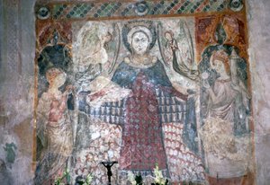 Goottilainen seinämaalaus Pyhän Jaakobin kirkossa Koszegissa, Unkarissa, 1400-luku tekijältä Unbekannt