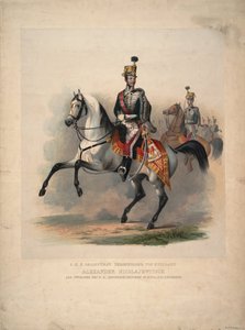 Suurprinssi Aleksanteri Nikolajevitš Itävallan 4. husaarirykmentin everstin päällikkönä, 1845 tekijältä Unbekannt