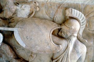 Kreikkalainen Hoplite taistelussa Amazoneja vastaan 30 eKr.-200 jKr tekijältä Unbekannt