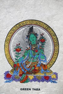 Vihreä Tara, buddhalainen vaurauden symboli. Kopanin luostari, Bhaktapur, Nepal tekijältä Unbekannt