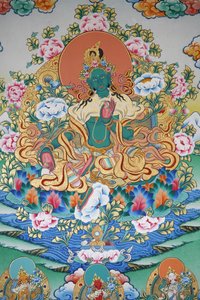 Vihreä Tara, vaurauden symboli. Kopanin luostari, Kathmandu, Nepal tekijältä Unbekannt