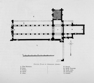 Jedburgh Abbeyn pohjasuunnitelma, 1897 tekijältä Unbekannt