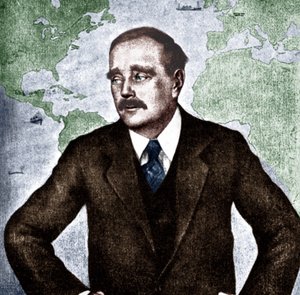 H G Wells - muotokuva englantilaisesta kirjailijasta, toimittajasta, sosiologista ja historioitsijasta, n. 1933. 21. syyskuuta 1866 - 13. elokuuta 1946. Maailmansota. tekijältä Unbekannt