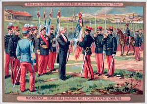 Lipun luovutus retkikuntajoukoille, Madagaskar, 1883-1896 tekijältä Unbekannt